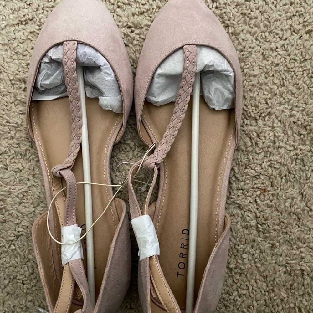 Brand new round toe taupe colored flats and a size 13 wide from Torrid.